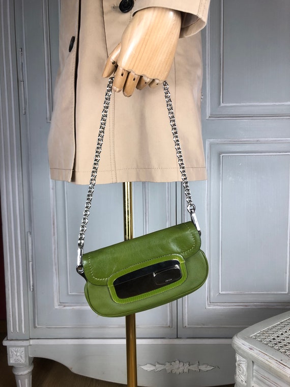 prada mini green shoulder bag clutch