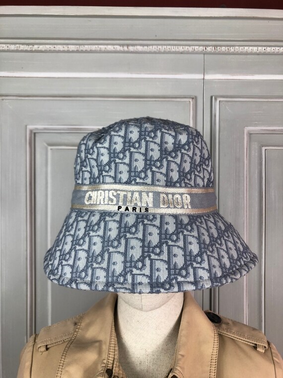 chrisiant dior monogram panama hat blue
