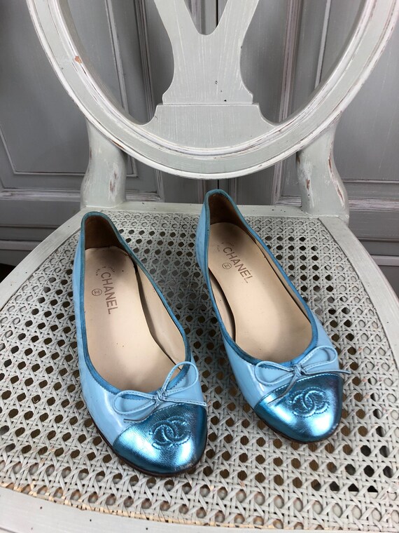 chanel ballet flats blue