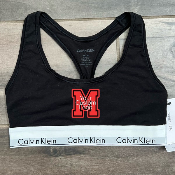 Custom college apparel, Team or Your Logo Calvin Klein Sports Bra, Game Day, Tailgate Clothes, Commitment Gift, Dorm Wear, College Merch