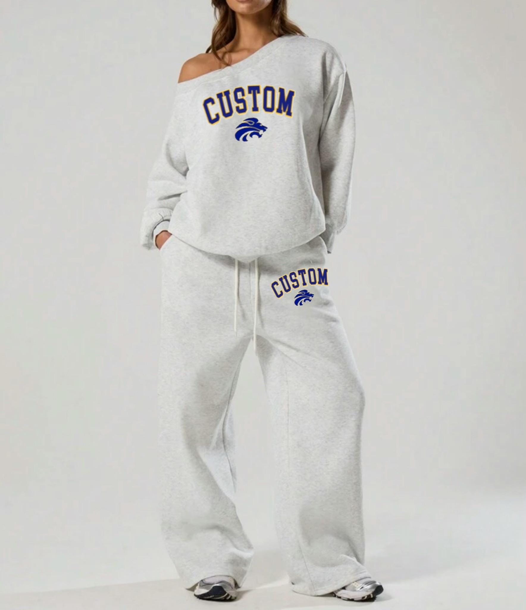 Custom College, Camp, Team Logo Apparel Varsity off Shoulder