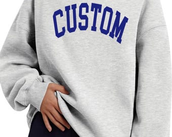 Custom College, Team Apparel Varsity Arch Text Mock Neck Sweatshirt, Tailgate, College Gear Gift, Sorority, Bed Decorating
