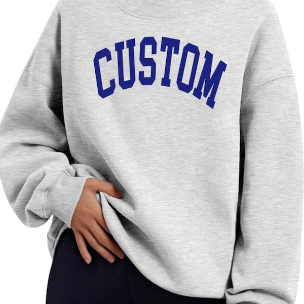Custom College, Team Apparel Varsity Arch Text Mock Neck Sweatshirt, Tailgate, College Gear Gift, Sorority, Bed Decorating