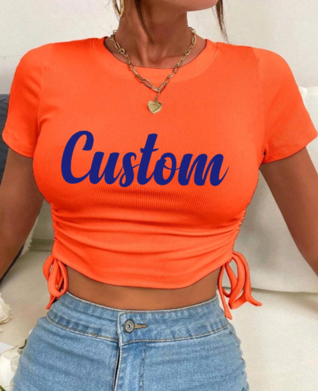 Custom College Apparel Team or Your Logo Ruched Side Crop Etsy