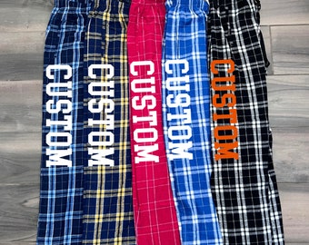 Custom College, Team, Company Logo, Camp Plaid Flannel Boxercraft Pajama Pants Lounge Gift, Bed Party, Graduation Gift, Mens and Womens