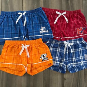 Custom College, Team, Sorority, Company, Camp Boxercraft Plaid Flannel Pajama Shorts Lounge Gift, Bed Party Graduation Gift, Mens and Womens