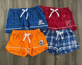 Custom College, Team, Sorority, Company, Camp Boxercraft Plaid Flannel Pajama Shorts Lounge Gift, Bed Party Graduation Gift, Mens and Womens