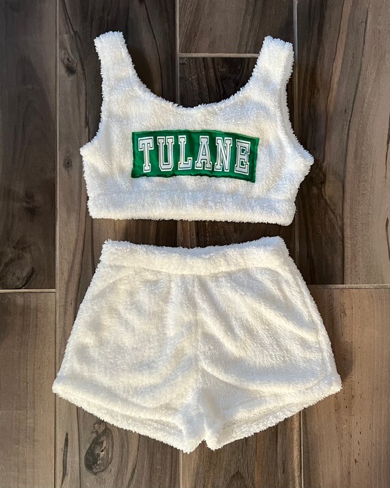 Custom College Apparel Fuzzy Shorts and 