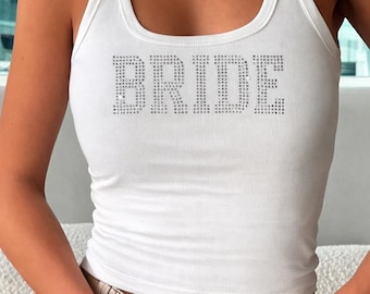 Custom Bride, Wedding, Bridesmaids, Rhinestone Tank, Shirt, Clothes, Bridal Party Gift, Wedding Gift, Bridal Shower Gift, Honeymoon Gift