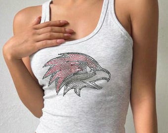 Benutzerdefinierte College oder Camp Bekleidung Varsity Strass Big Logo Tank Top, Spieltag, Tailgate Kleidung, Bett Party Geschenk, Engagement Geschenk, Firma