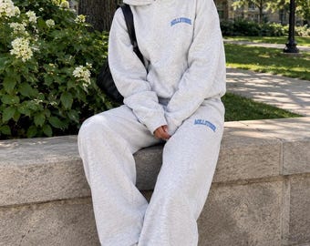 Custom College, Camp, Team Apparel Varsity Subtle Oversized Hoodie and Sweatpants Set, Game Day, Tailgate, Dorm Wear, Lounge Wear, Gift