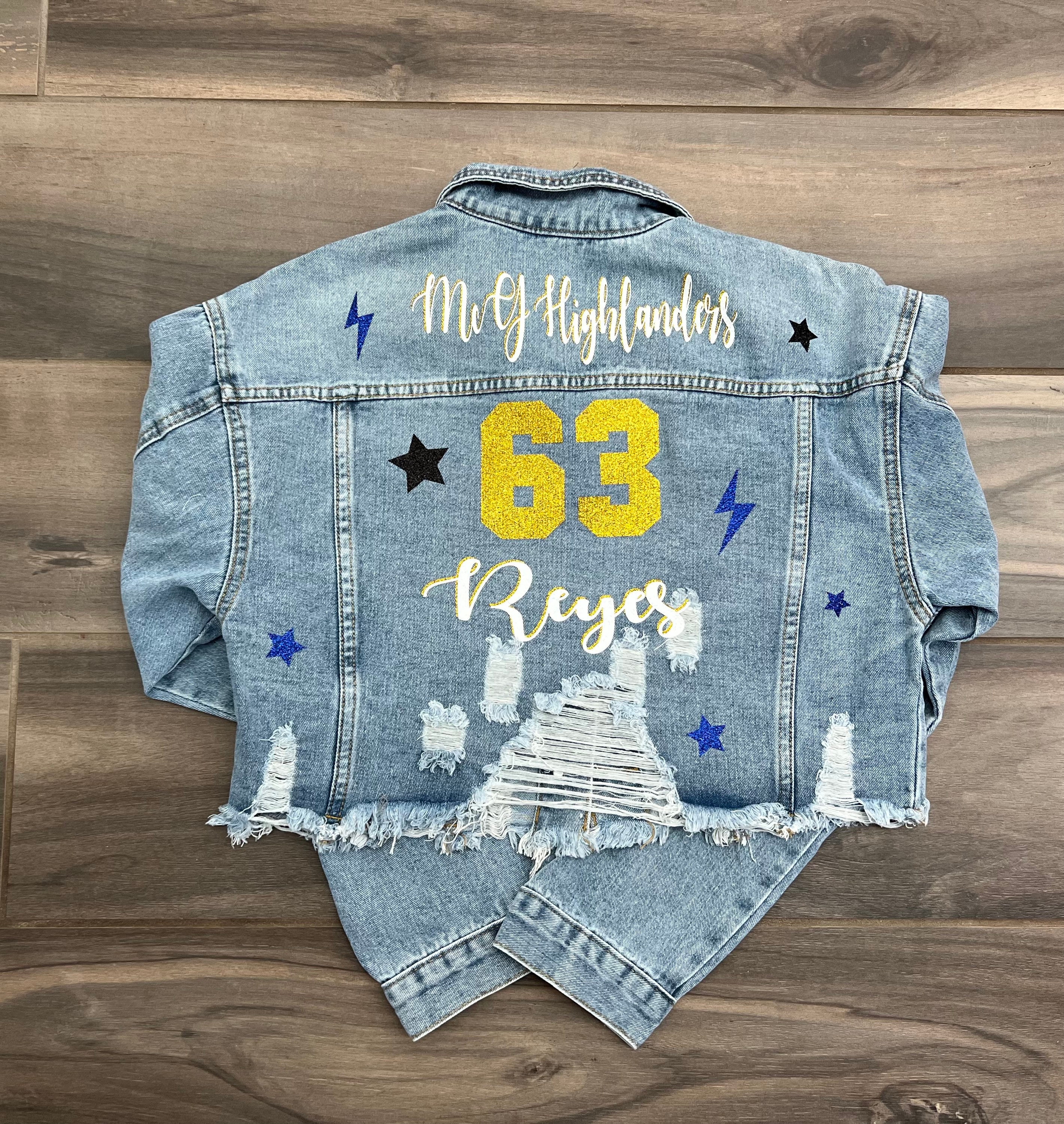 Custom College Team Camp Company Cropped Script Denim Jacket Game Day Tailgating College Commitment Gift Etsy