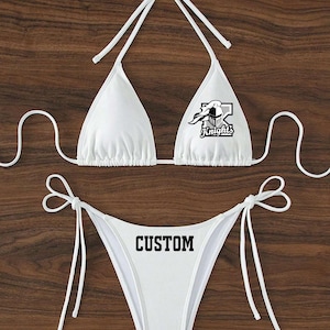 Custom College Apparel, Team or Your Company Logo Bikini Set, Game Day, Tailgate, Bed Party Gift, College Merch, Commitment Gift