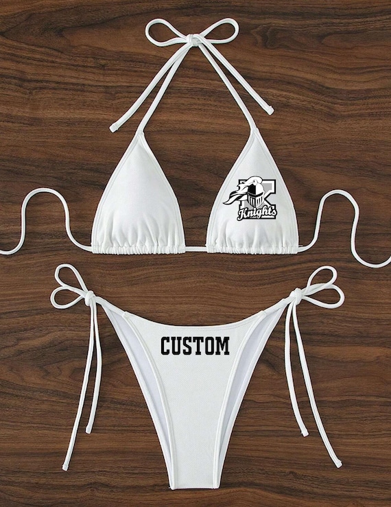 Custom College Apparel, Team or Your Company Logo Bikini Set, Game Day, Tailgate, Bed Party Gift, College Merch, Commitment Gift