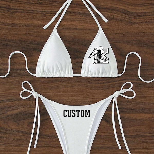 Custom College Apparel, Team or Your Company Logo Bikini Set, Game Day, Tailgate, Bed Party Gift, College Merch, Commitment Gift