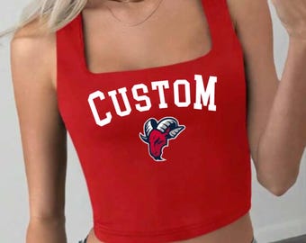 Custom College Apparel, Team, or Your Company Business Custom Bell Sleeve Crop Top Tank, Commitment Gift, Bed Party Gift