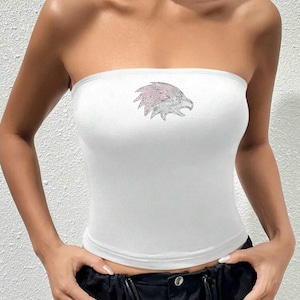 Aangepaste collegekleding, team of je logo strass tubetop, gamedag, achterklepkleding, bedfeest, afstudeercadeau, universiteit