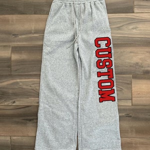 Custom College, Team, Varsity Straight Leg Sweatpants Pants, Game Day, Bed Party, Lounge Pants, Dorm Wear Gift, Custom Text, Your Text