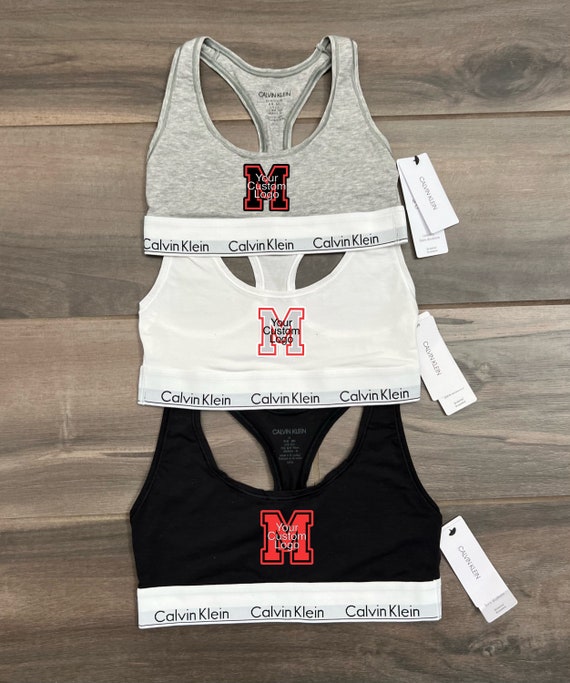 Custom College Apparel, Team or Your Logo Calvin Klein Sports Bra, Game  Day, Tailgate Clothes, Commitment Gift, Dorm Wear, College Merch - Etsy