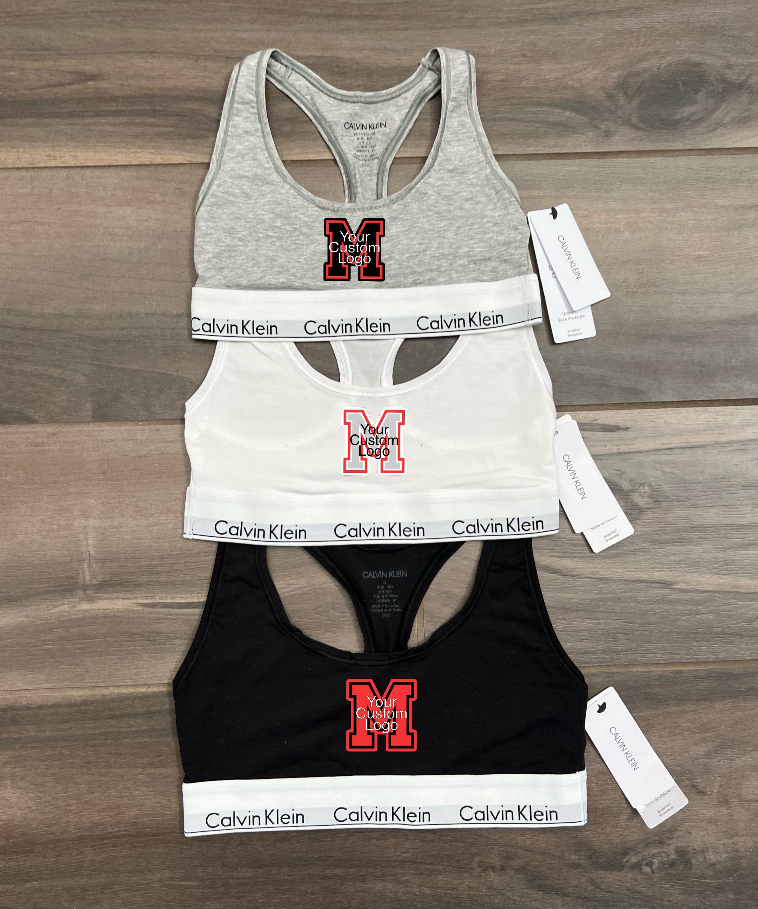 Custom College Apparel, Team or Your Logo Calvin Klein Sports Bra