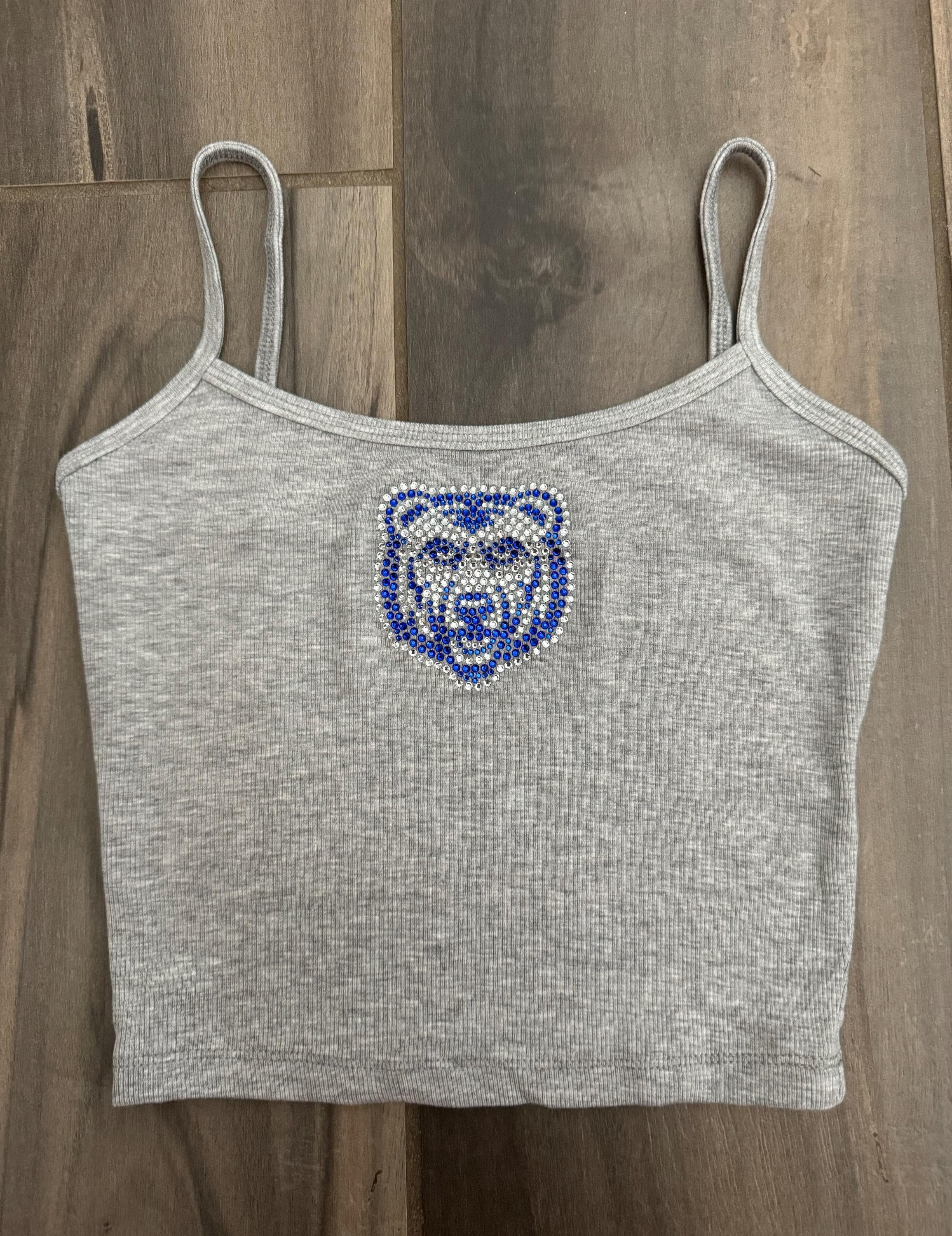 Custom College Apparel Rhinestone Logo Cami, Your School or Team, Company, Custom Text, Game Day, Tailgate Clothes, Crop Top, Trendy, Gift