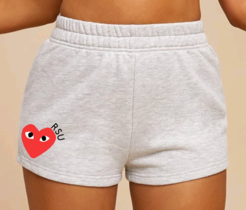 Custom College Heart Lounge Shorts, Dorm Wear, Bed Party Gift, Commitment, Game Day, Tailgate 