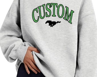 Custom College, Team Camp Apparel Varsity Arch Text Football Mock Neck Sweatshirt, Tailgate, College Gear Gift, Sorority, Bed Decorating