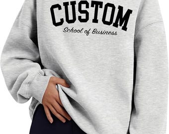 Custom College, Team Apparel Varsity Arch Text Mock Neck Sweatshirt, Medical School, Nursing School, Business, Music School, Custom School