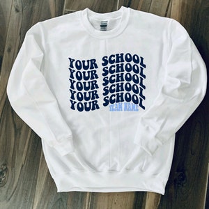 Custom College Team Company Apparel Retro Wavy Design Crewneck
