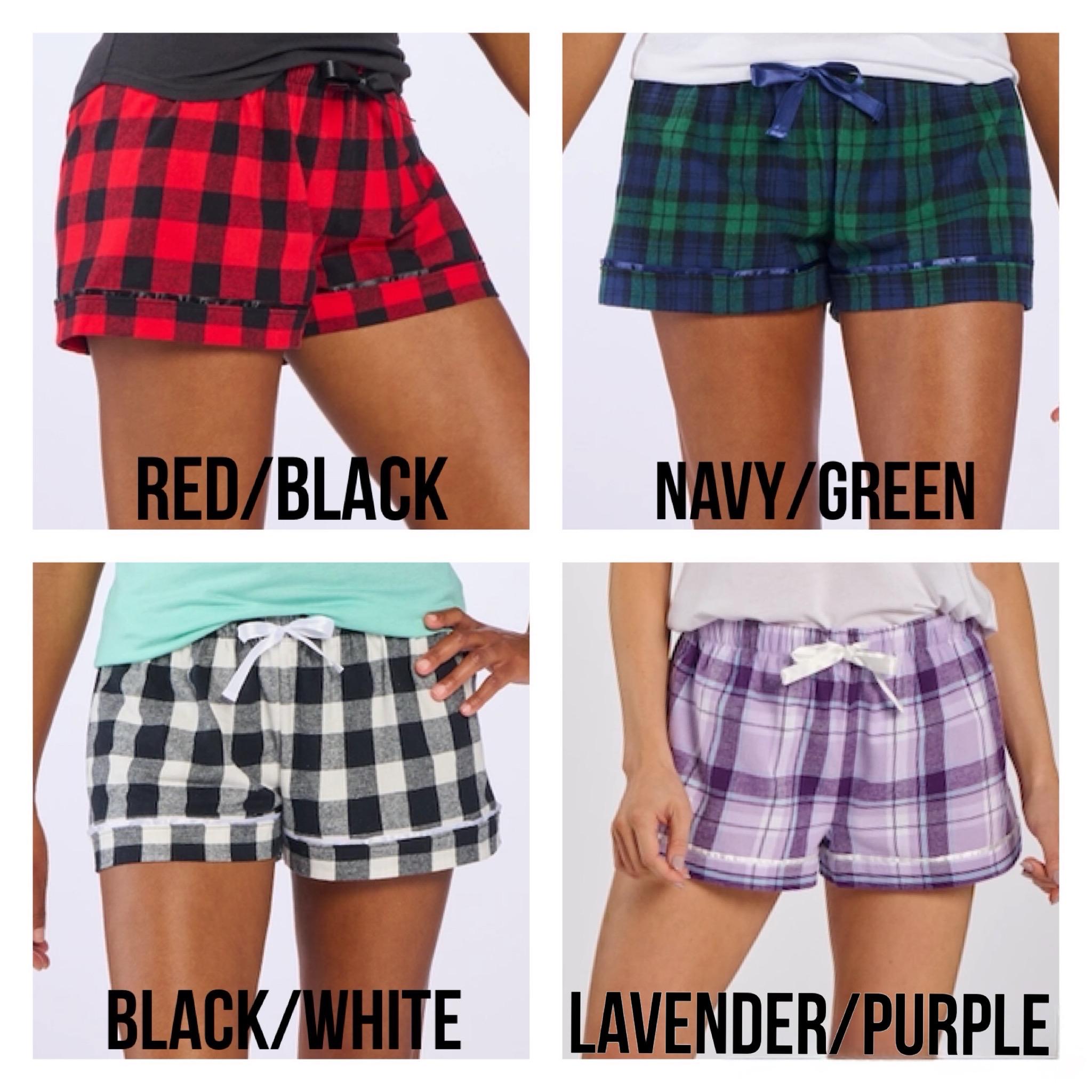 Custom College, Team, Sorority, Company, Camp Boxercraft Plaid Flannel Pajama Shorts Lounge Gift, Bed Party Graduation Gift, Mens and Womens