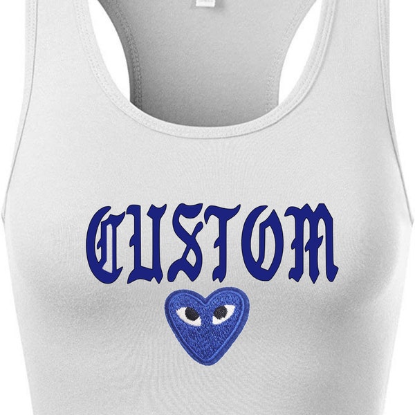 Custom College Apparel, Team or Camp, Heart Patch Tank Top, Game Day, Commitment Gift, Tailgate, Dorm Wear, College Merch