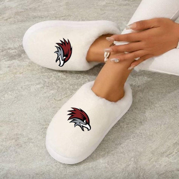 Custom College Apparel, Business, Fuzzy Slippers, Logo, College Merch, Bed Party, Sorority, Personalized, Shoes, Slides, Slip On, PJs
