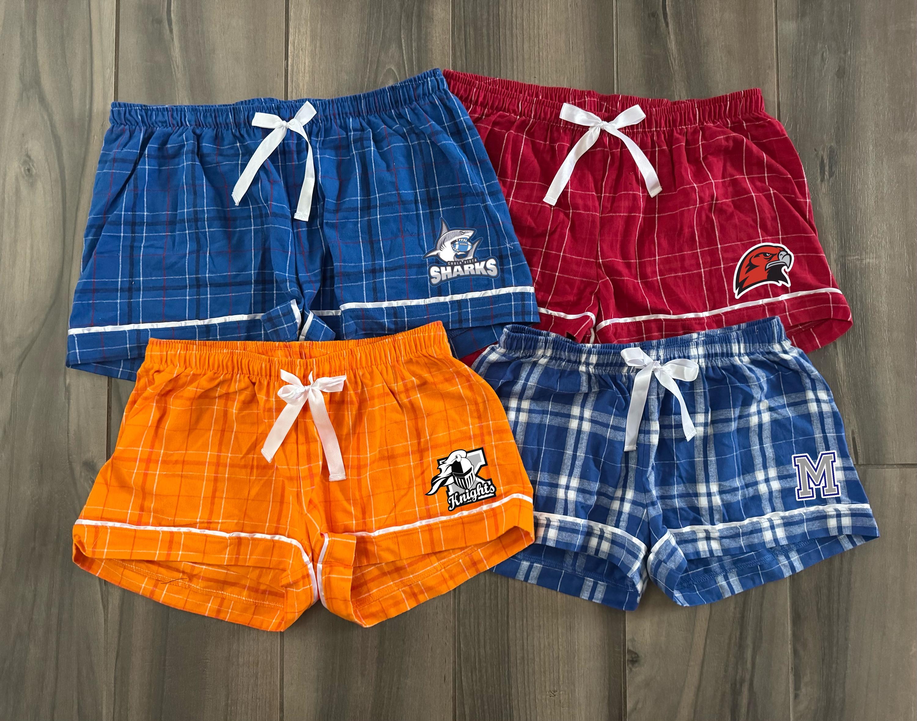Custom College, Team, Sorority, Company, Camp Boxercraft Plaid Flannel Pajama Shorts Lounge Gift, Bed Party Graduation Gift, Mens and Womens