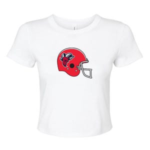 Custom College, Dance Team, Custom Text, Company or Business Name Apparel Varsity Football Helmet Baby Tee Tshirt, Crop Top, Tailgate
