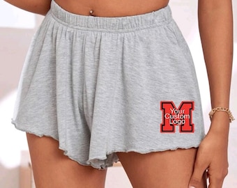 Custom College, Team, Camp, Company Apparel Lettuce Trim Lounge Shorts, Dorm Wear, Bed Party Gift, Commitment, Game Day, Tailgate, Sorority