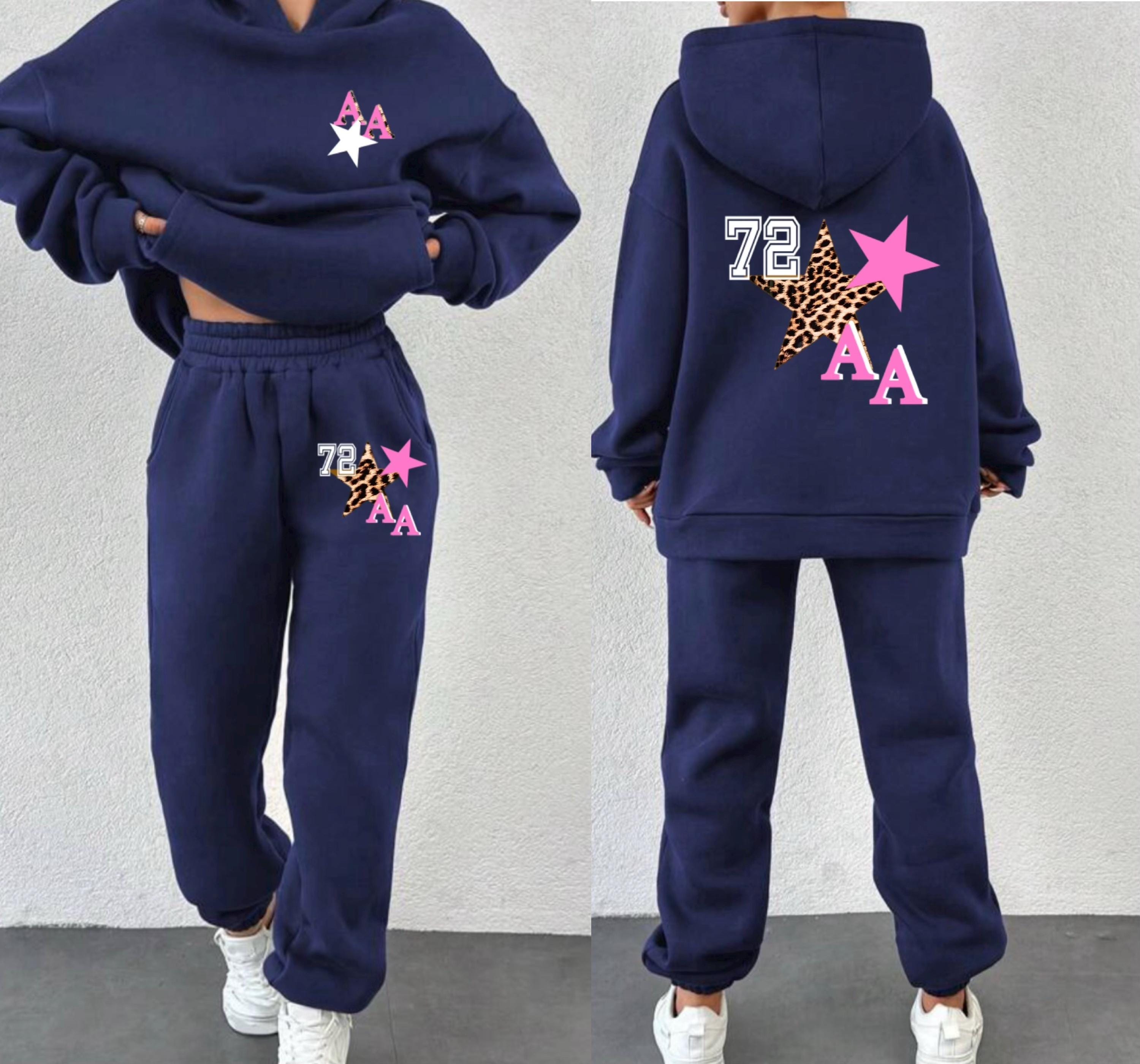 SXSHUN Trainingspak voor kinderen, meisjes, 2-delig, sportpak, joggingpak, kledingset, tweedelige outfit-set, sweatshirt en sportbroek, letter-, strepenmotief, groen, 152-158