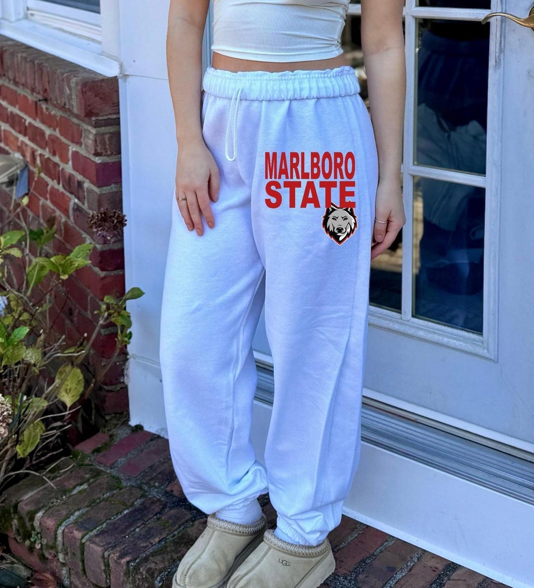 Custom College Apparel School Name and Logo Sweatpants, Bed