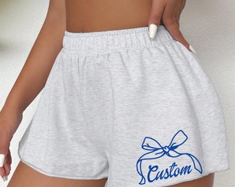 Custom College, Team, Camp, Bow Script Lounge Shorts, Dorm Wear, Bed Party Gift, Commitment, Game Day, Tailgate, Visiting Day Gift