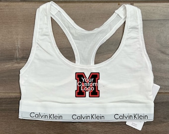 Custom College Apparel, Team or Your Logo Calvin Klein Sports Bra, Game  Day, Tailgate Clothes, Commitment Gift, Dorm Wear, College Merch - Etsy