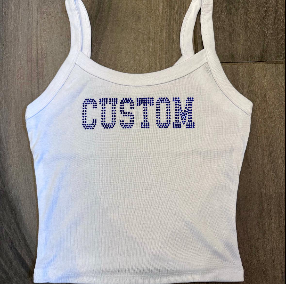Custom College Apparel, Company, Team, Any School, Varsity Rhinestone Strappy Tank Top, Custom Tank Top, College Merch, Bed Party, Game Day