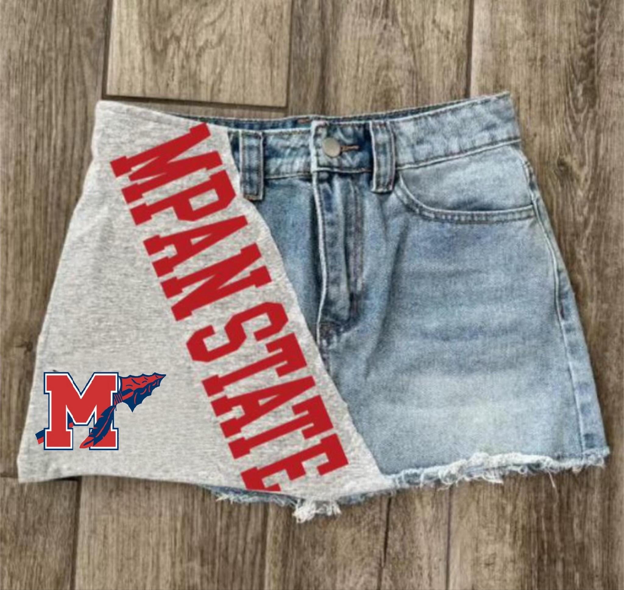 Custom College Apparel, Team or Your Logo Large Patch Denim Mini