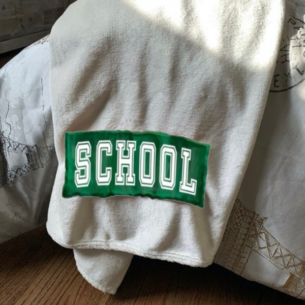 Custom College, Team, Camp, Company, Custom Name Fuzzy Blanket with Sewn Patch, Personalized Blanket