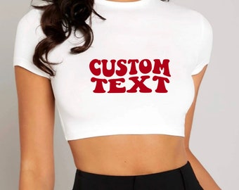 Custom College, Dance Team, Custom Text, Company  or Business Name Apparel Wavy Baby Tee, Tshirt, Crop Top