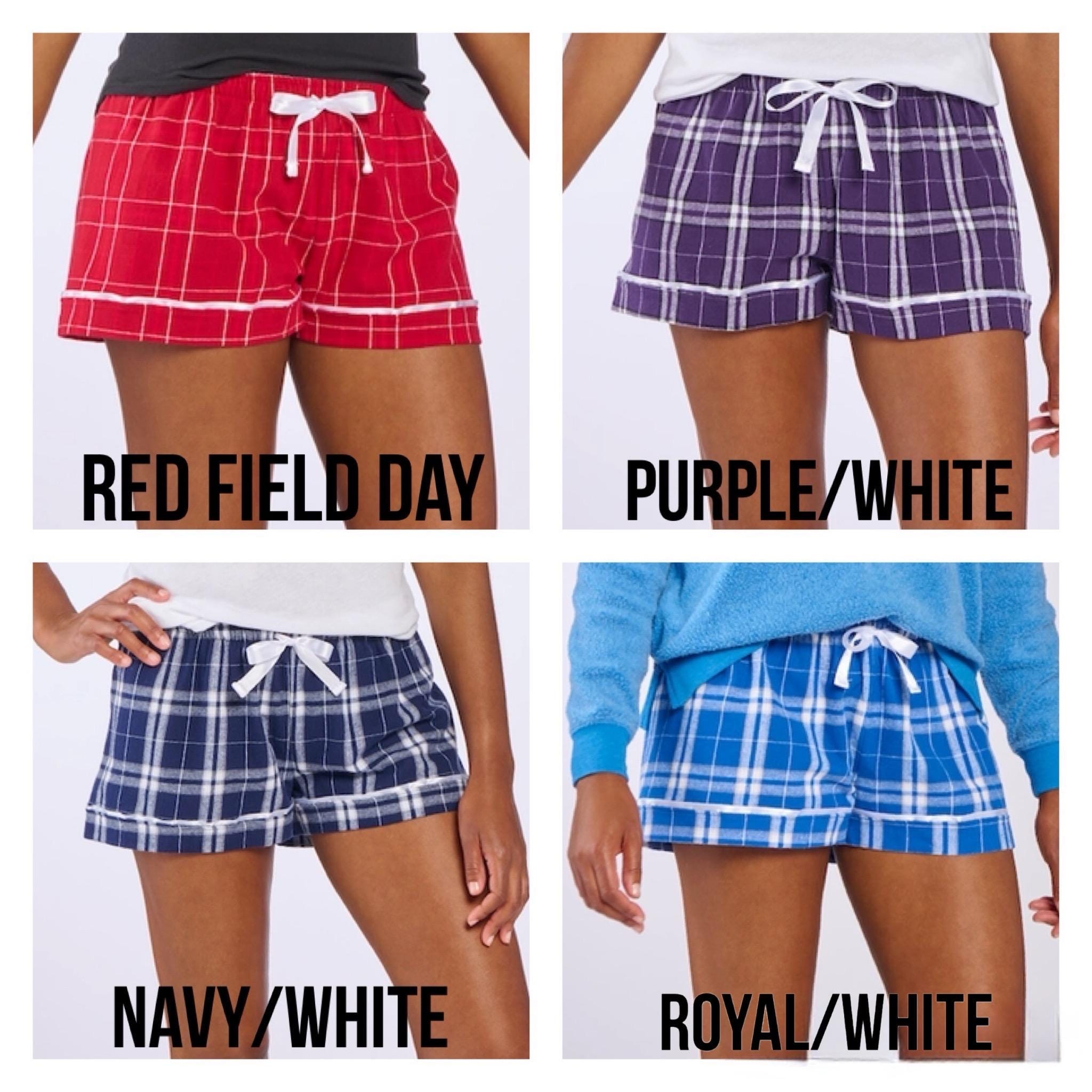 Custom College, Team, Sorority, Company, Camp Boxercraft Plaid Flannel Pajama Shorts Lounge Gift, Bed Party Graduation Gift, Mens and Womens