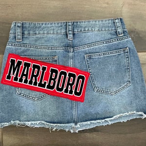 Custom College Apparel, Team or Your Logo Denim Mini Skirt, Company Text, Game Day, Trendy, Commitment Gift