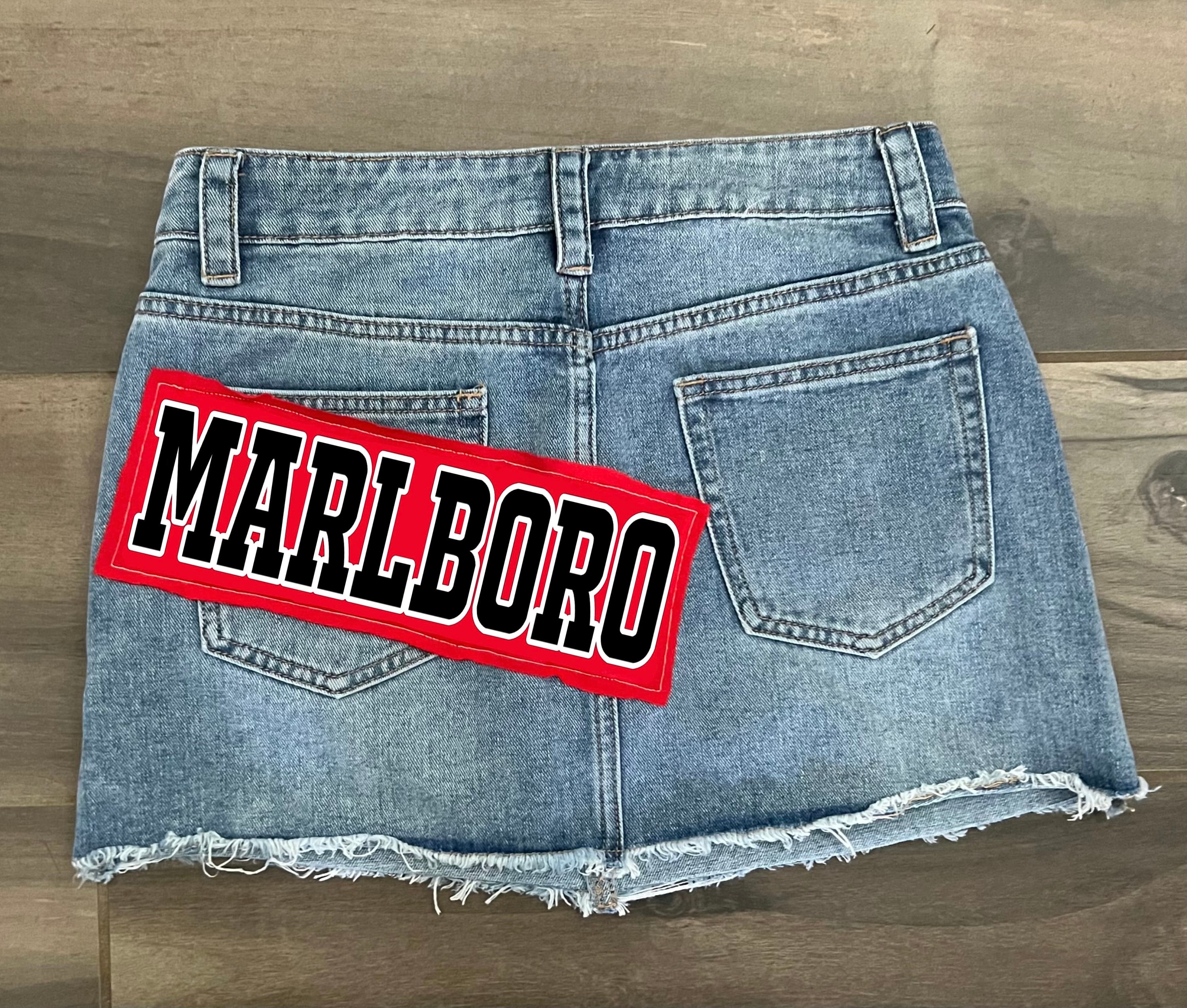Custom College Apparel, Team or Your Logo Denim Mini Skirt