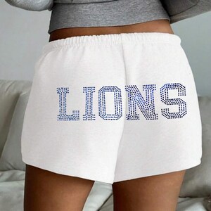 Custom College, Team, Camp, Company Apparel Rhinestone Text Mini Shorts, Dorm Wear, Bed Party Gift, Commitment, Game Day, Tailgate, Dorm