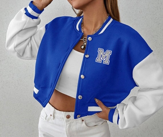 Custom College Team Dance Team Camp Your Company Logo Cropped Black Varsity Jacket Gift Tailgate Team Spirit Wear Etsy
