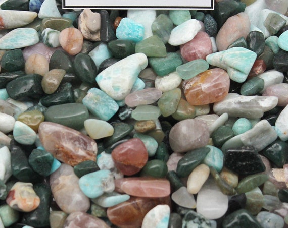 Glossy Quartz Tumbled Stone Mix - Amazonite, Red Quartz, Green Quartz .5- 1 inch in size Perfect for Resin Casting and Crystal Healing