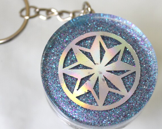EMF Blocker Keychain Pocket Electrical Blocker 1.5 inch Foil 8 Pointed Star Khatim